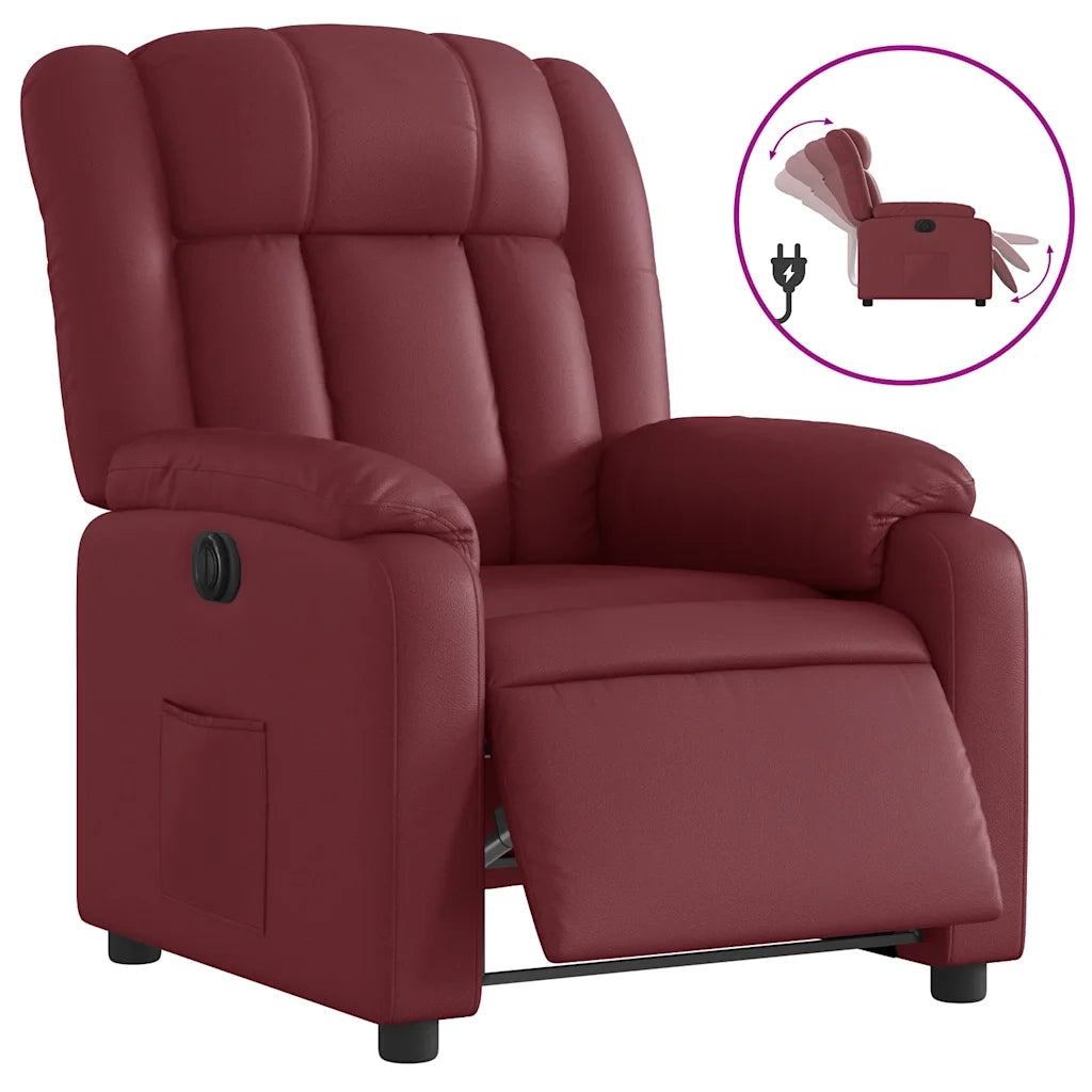 Poltrona Reclinabile Elettrica Rosso Vino in Similpelle 3205254