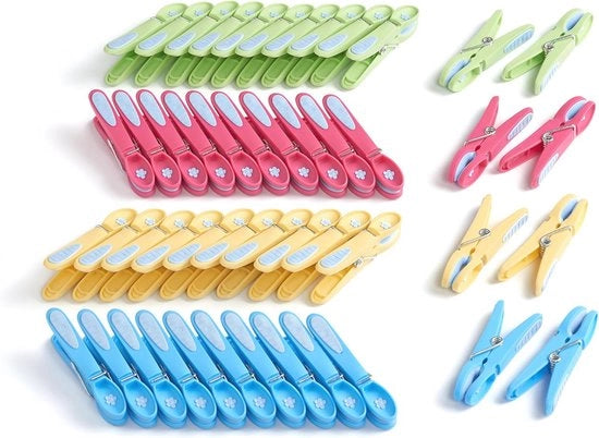 Wasknijpers a fiori (48 pezzi) - Blu, Giallo, Verde, Rosa