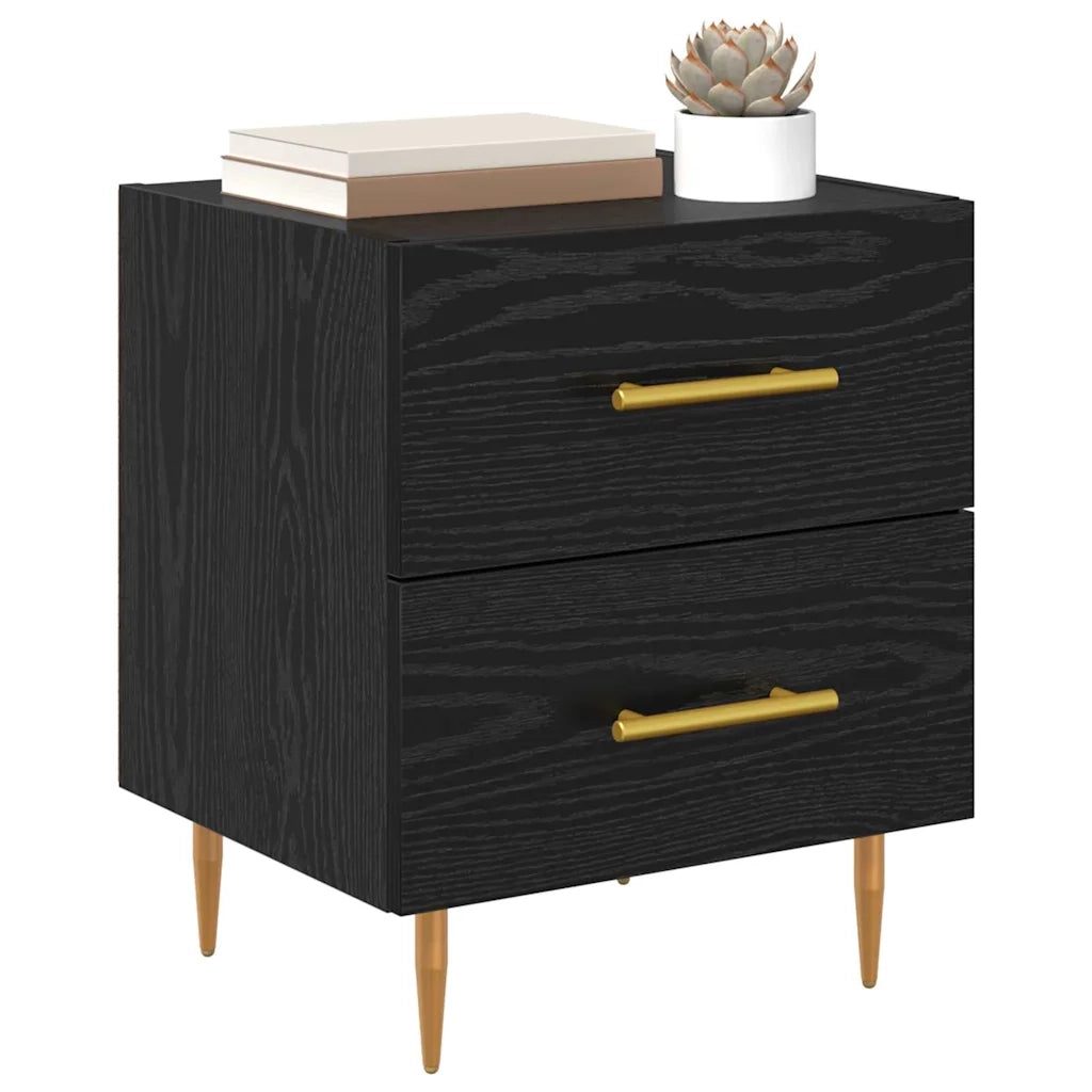 Armadio da Notte con cassetto Rovere Nero 40 x 35 x 47,5 cm