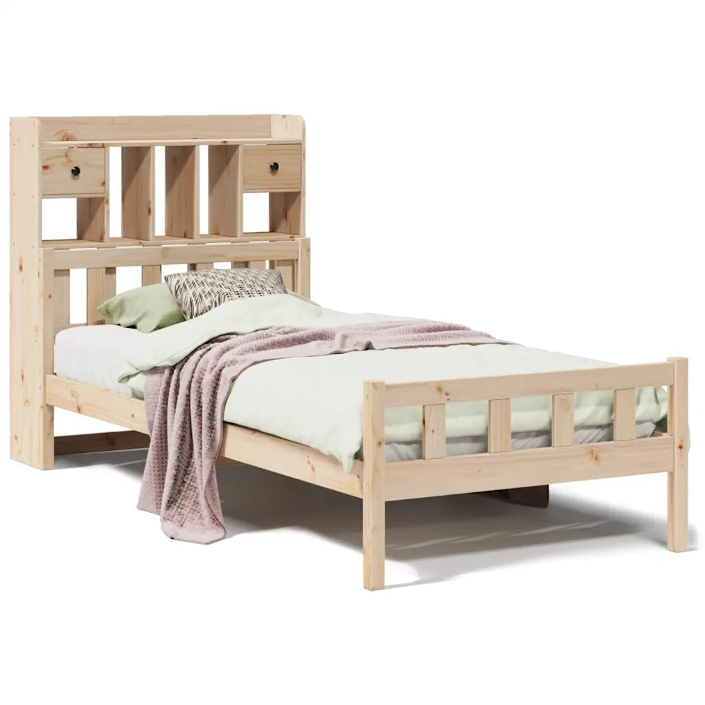 Letto Libreria senza Materasso 90x190 cm Legno Massello Pino 3322158