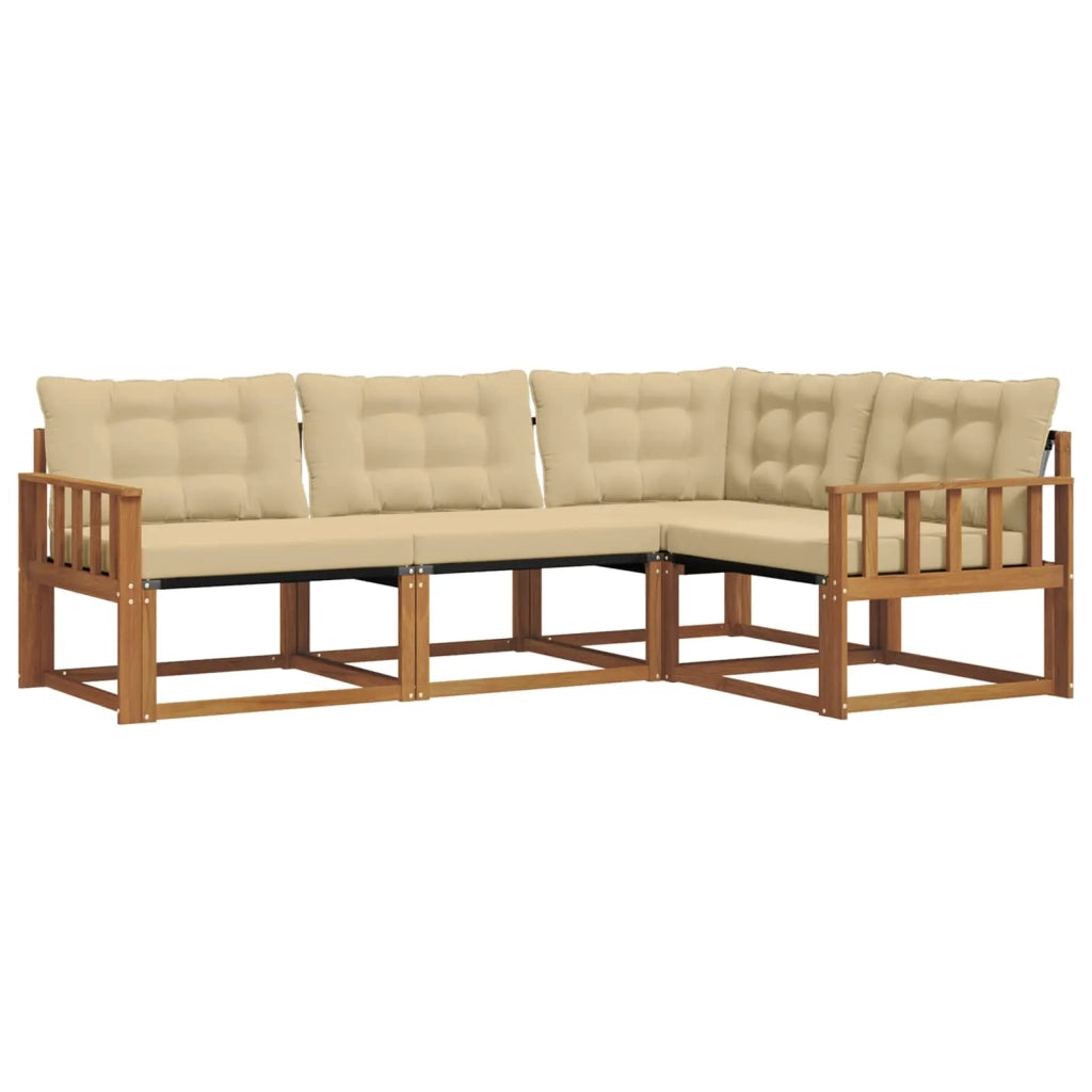 Set di divani da esterno con cuscino 4 pcs Naturale e Beige