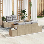 Set Divano da Giardino 6 pcs Beige e Grigio Chiaro polyrattan