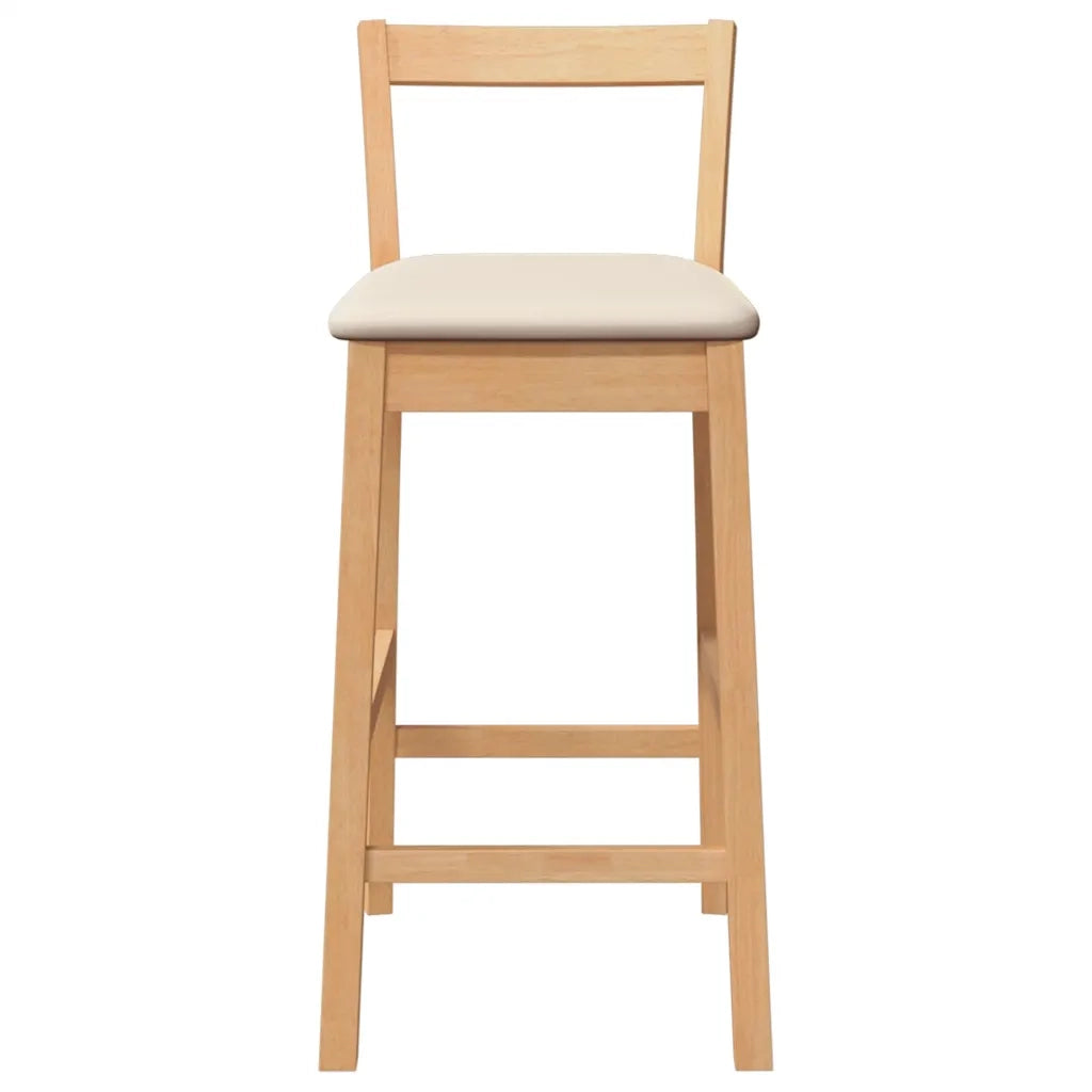 Sgabelli da Bar con Cuscini 2pz Naturale Legno Massello Hevea 4102586