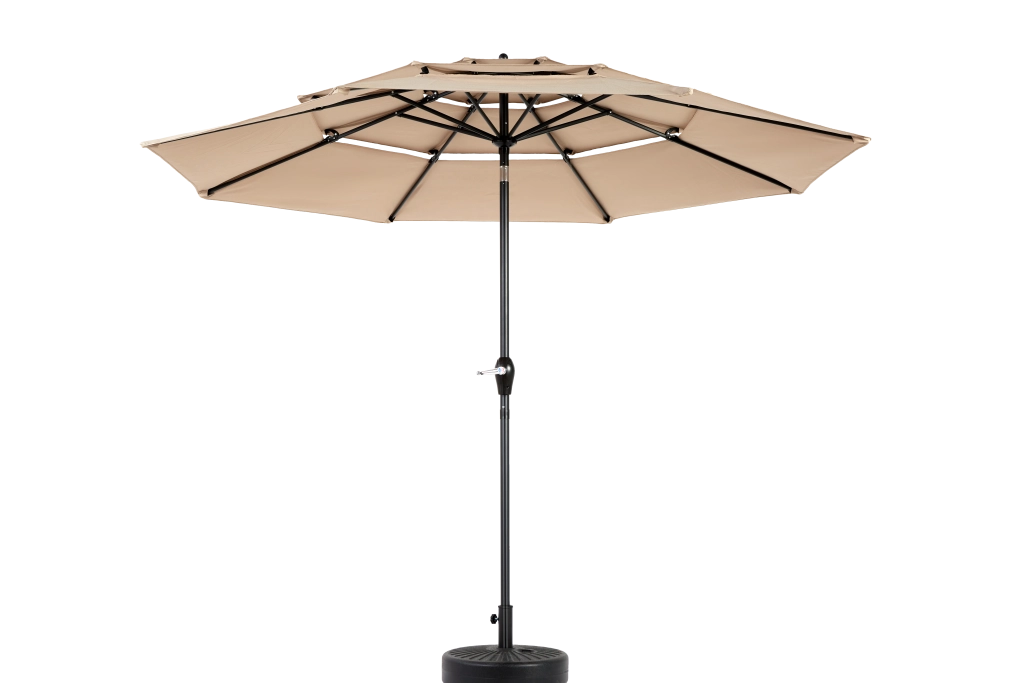 OMBRELLONE 10FT a 3 livelli con inclinazione automatica, kaki, in alluminio