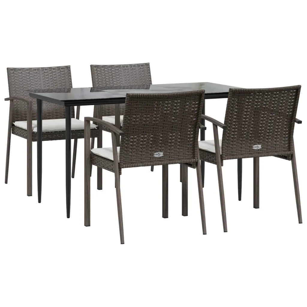 Set Pranzo da Giardino 5pz con Cuscini in Polyrattan e Acciaiocod mxl 100605
