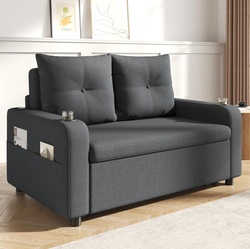 Divano letto 3 in 1 estraibile con USB e Type-C; 131 x 81 x 94 cm; grigio