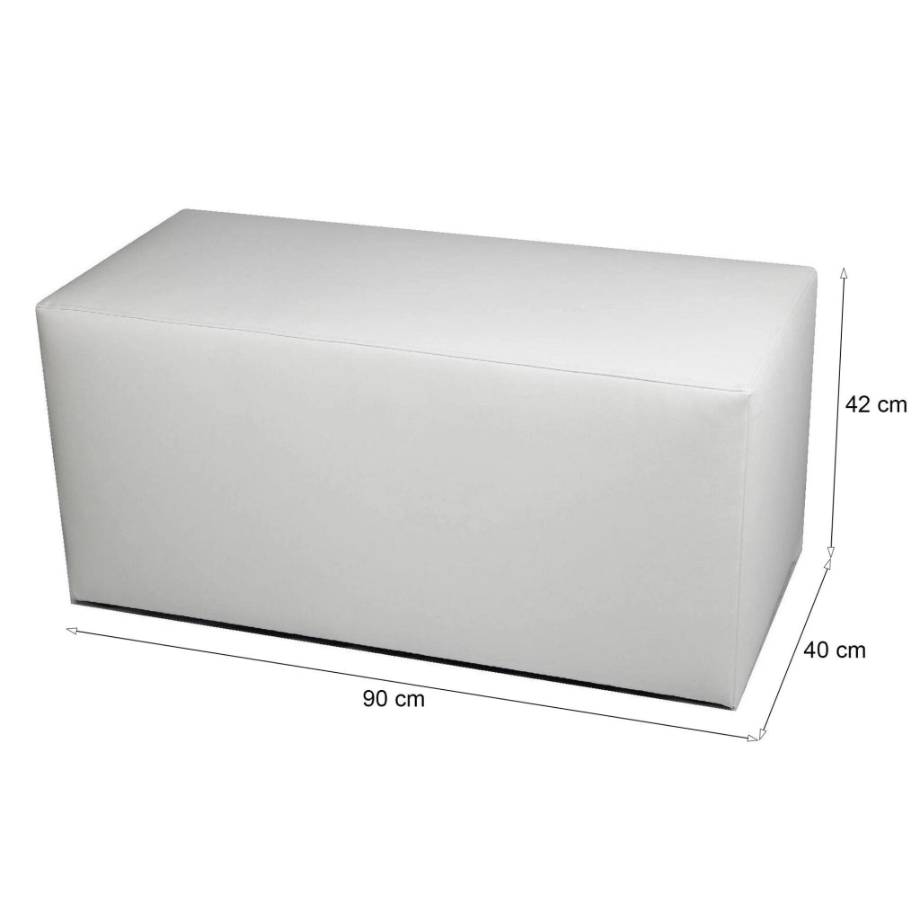 Pouf Bucuresti, Poltrona multiuso, Poltroncina sacco, Pouf poggiapiedi, Made in Italy, 90x40 h42 cm, Bianco