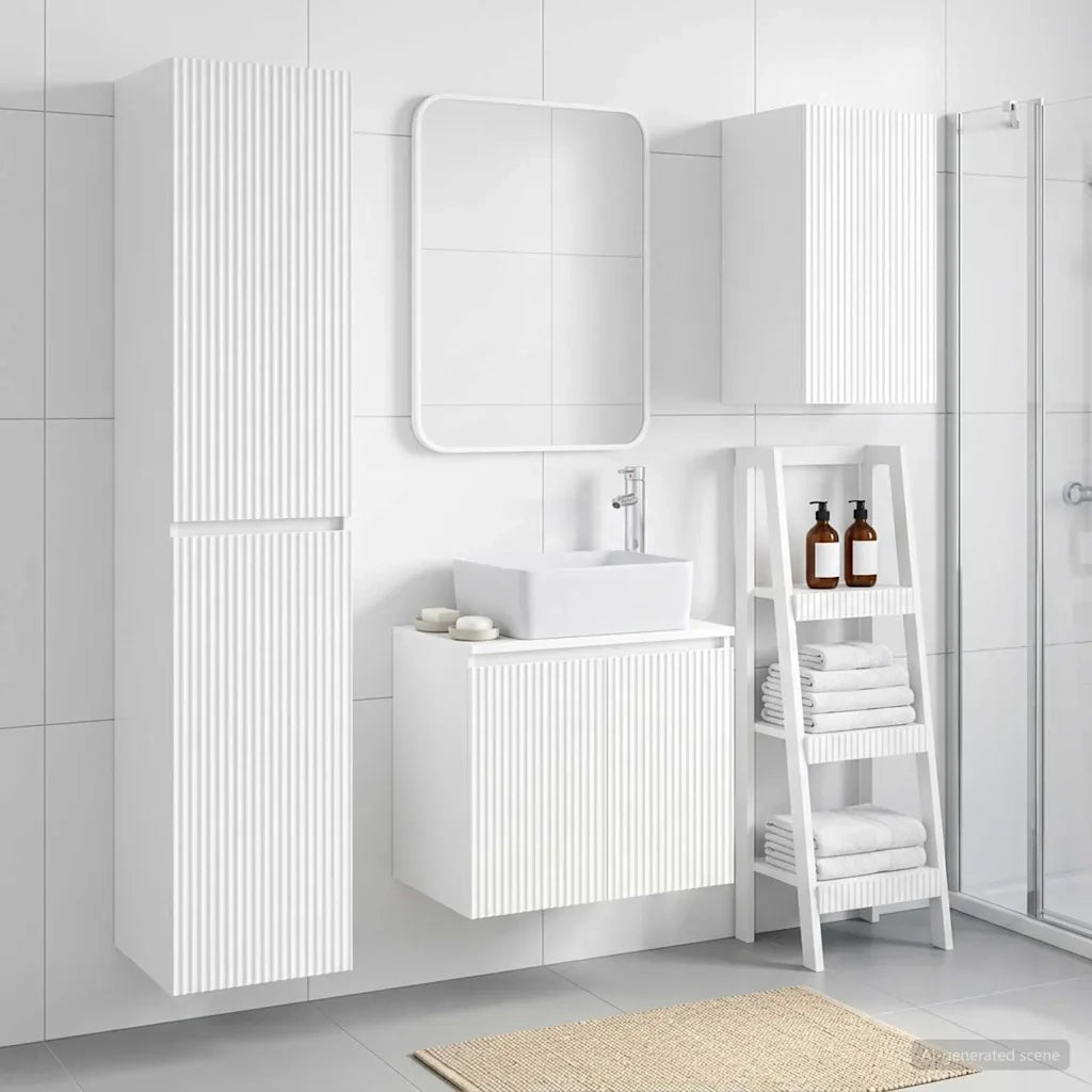 Set di mobili per il bagno 3 pz Bianco Lucido 3406077