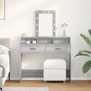 Tavolo da trucco con luci LED Grigio Sonoma 100x41x140 cm