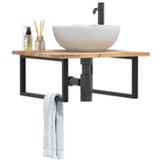 vidaXL Ripiano a Parete per Lavabo in Acciaio e Massello di Acacia