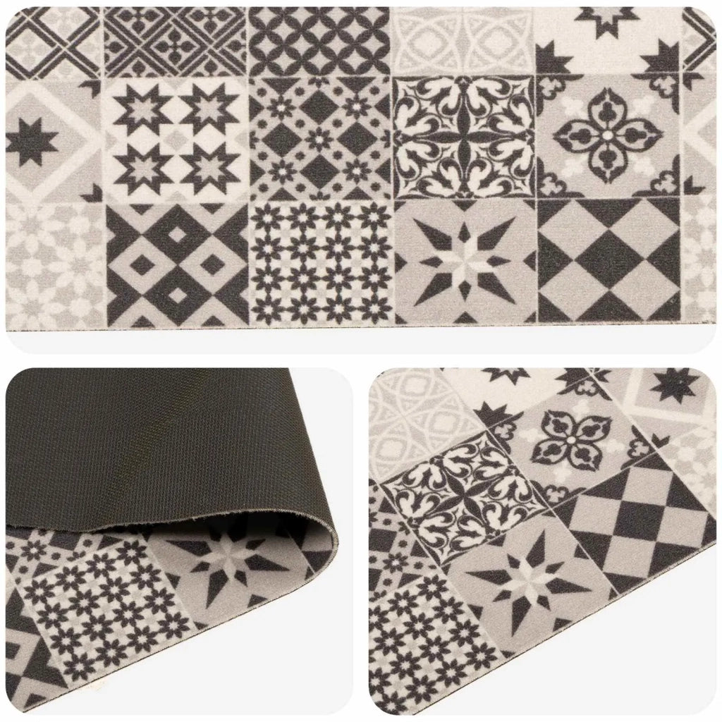 Tappeto da Cucina Mosaico grigio 150 x 45 cm 100% Poliammide 42045713
