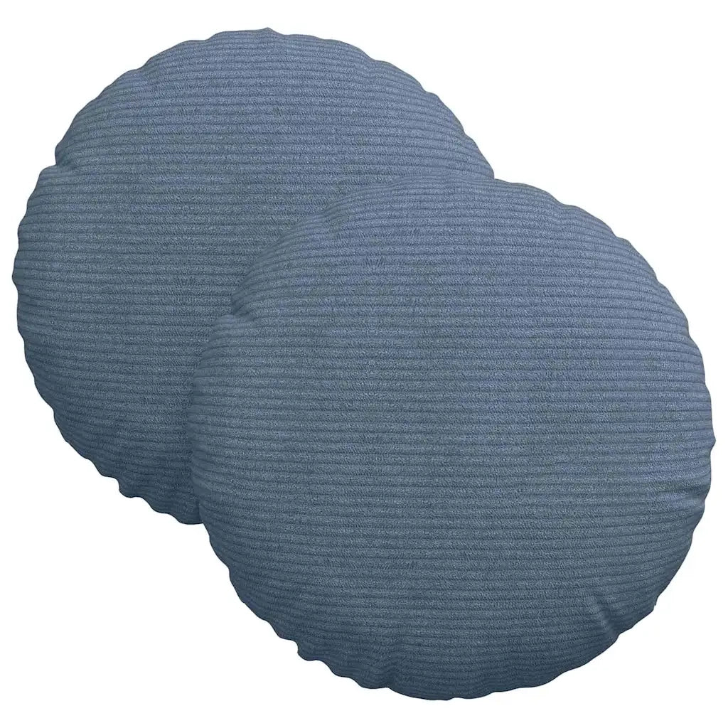 Cuscini per Seduta 2 pcs Blu Ø30 x 13 cm Tessuto in Cords