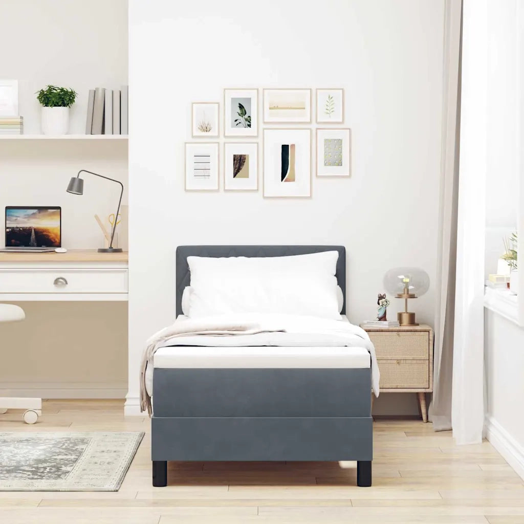 Letto a Sorgente LED con led Grigio scuro 80 x 200 cm Velluto 3342549