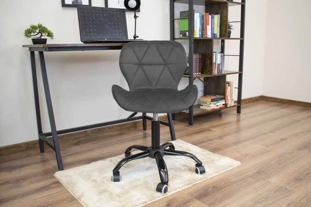 Sedia girevole Valora NOTO in velluto grigio scuro ergonomica per ufficio