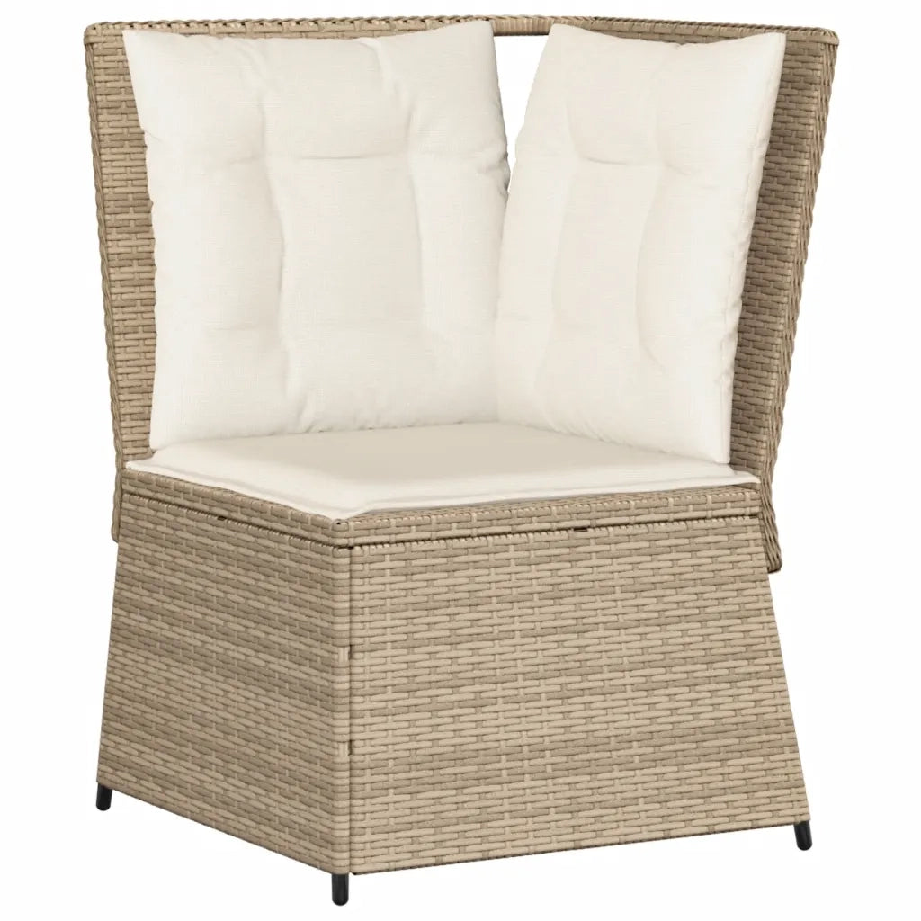 Set Divani da Giardino 5 pz con Cuscini in Polyrattan Beige