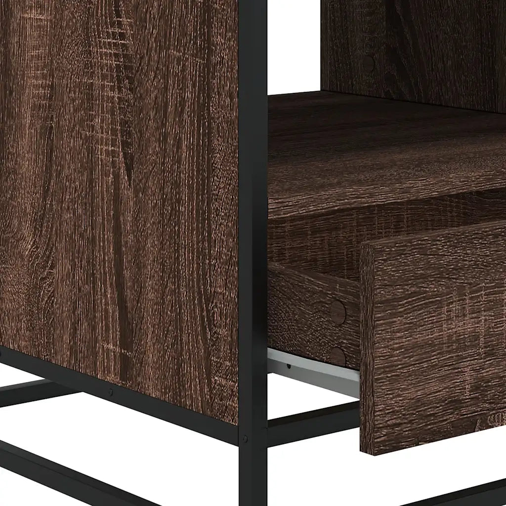 Tavolino Rovere Marrone 100x50x45cm Legno Multistrato e Metallo 848788