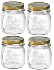 SET 4 BARATTOLI 250 CC QUATTRO STAGIONI BORMIOLI PER CONSERVE CON TAPPI DA 70 MM