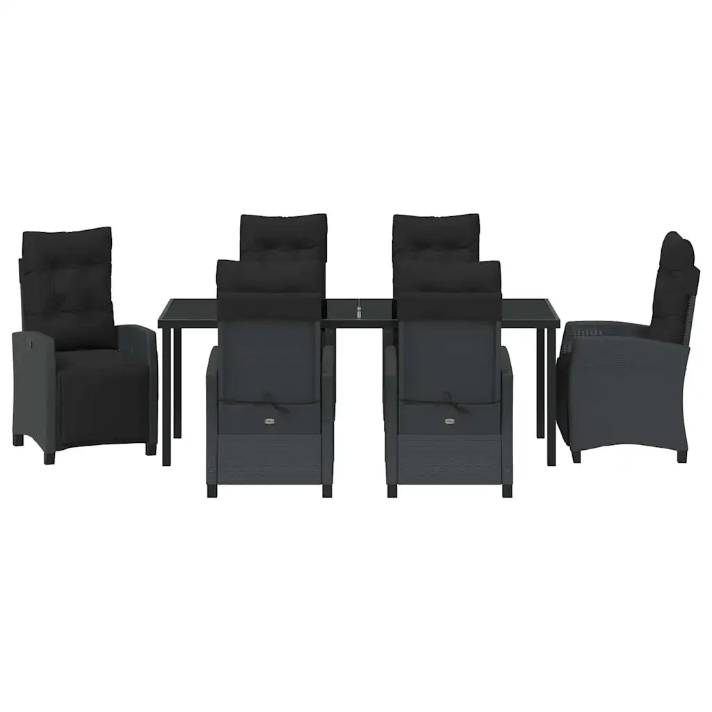 Set da Pranzo per Giardino con cuscino 7 pcs Nero polyrattan 3380426
