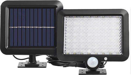 Sensore di movimento per lampada solare - Con pannello solare autonomo - Design rimovibile - 56 lampada solare alimentata da energia solare funzioni - Adatto per verande, cancelli, patio, giardini, terrazze, garage e ingressi - Nero