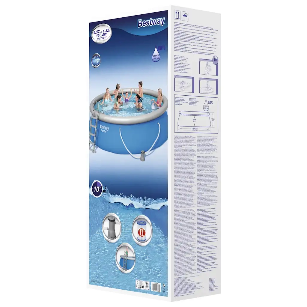 Bestway Set per Piscina Gonfiabile Fast Set Rotonda 457x122 cm 93110