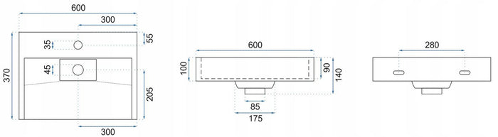 Lavabo In Conglomerato Goya 60cm Conglomerato + Supporto