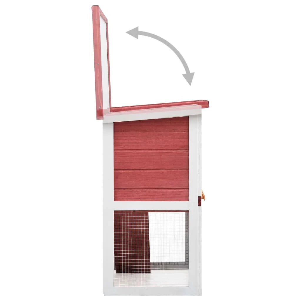 Conigliera da esterno con 1 porta 90 x 45 x 80 cm legno rosso 02_0000588