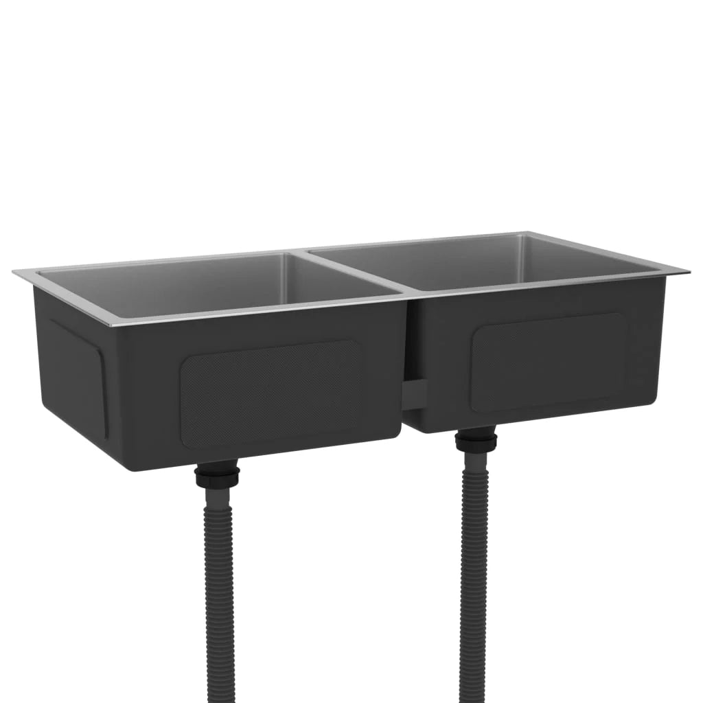 Lavello da cucina fatto a mano lavabo installazione cucina arredamento casa 86,5 x 44 cm acciaio inox argento 02_0002471