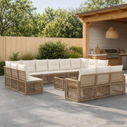 Set Divano da Giardino 14 pz Beige e Bianco Crema polyrattan 3435279