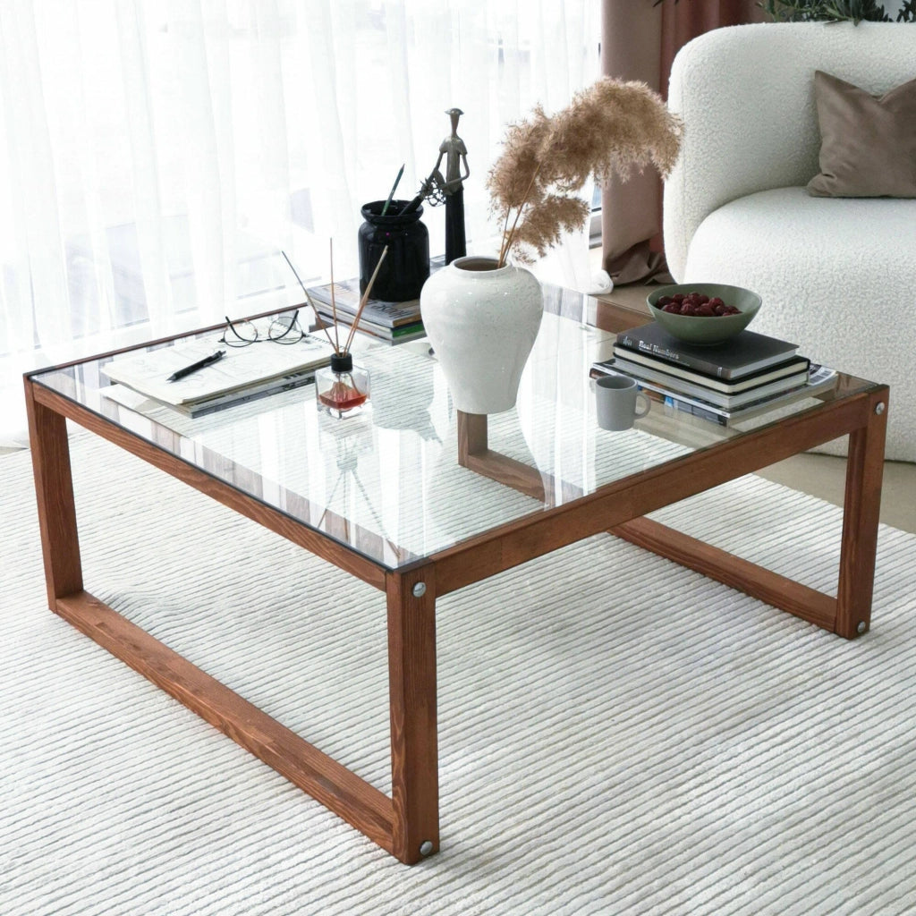 Aldino, Tavolino da Salotto Portariviste, 90x90x40h cm Marrone Noce