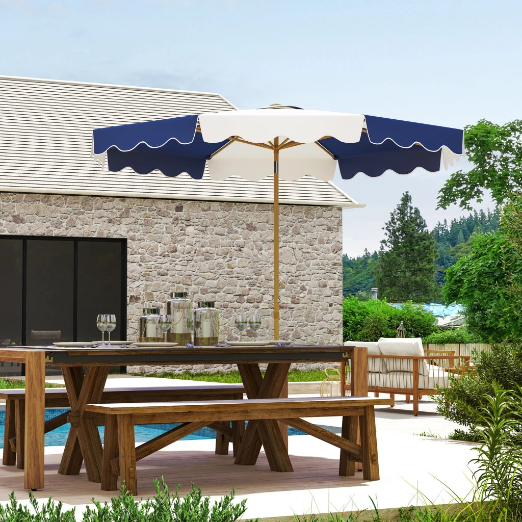 Ombrellone da giardino con protezione UV 50+ e tenda regolabile ¨C zephmum ¨C ?2,67x2,38 m, righe blu e bianco