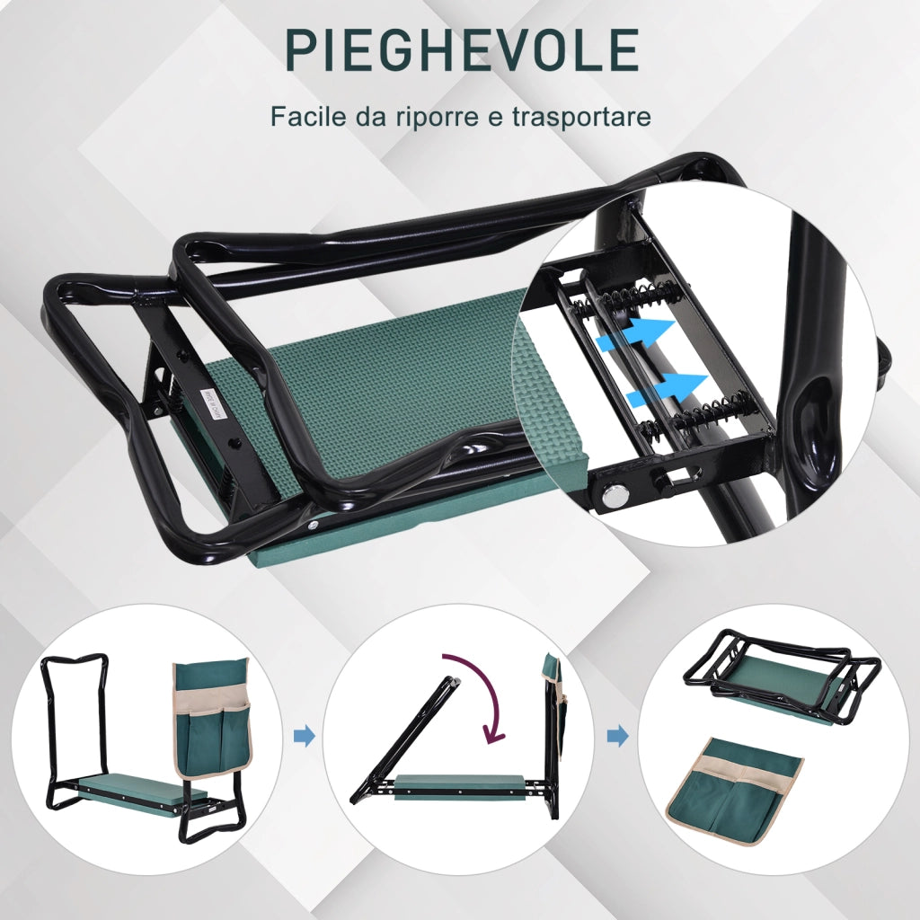 Panca da Giardino Pieghevole 2 in 1 con Cuscini ¨C zephmum ¨C Verde e Nero