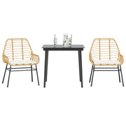vidaXL Set da Pranzo da Giardino 3pz con Cuscini Polyrattan Vetro