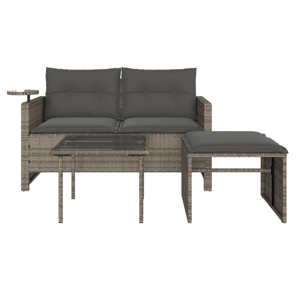 Set Divani da Giardino 3 pz con Cuscini Grigio in Polyrattan 365460