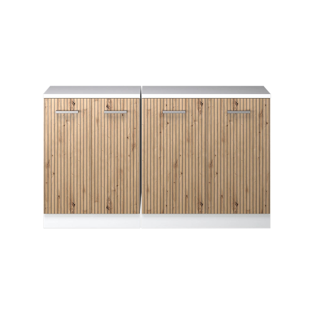 Set di mobili sottotetto Rion Rovere artigianale/Bianco 140 cm Set di 2 carcasse armadio profondità 60 cm Vicco