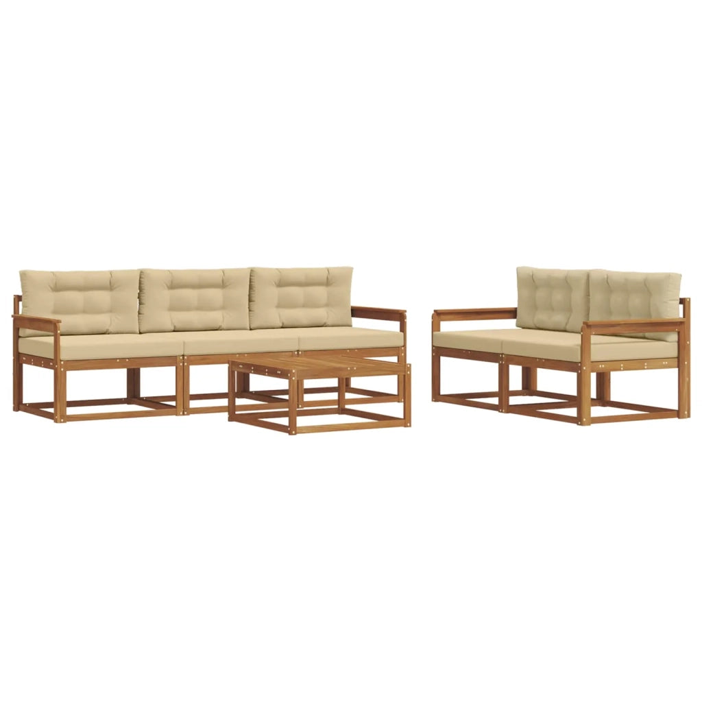 Set di divani da esterno con cuscino 6 pcs Naturale e Beige 3367186