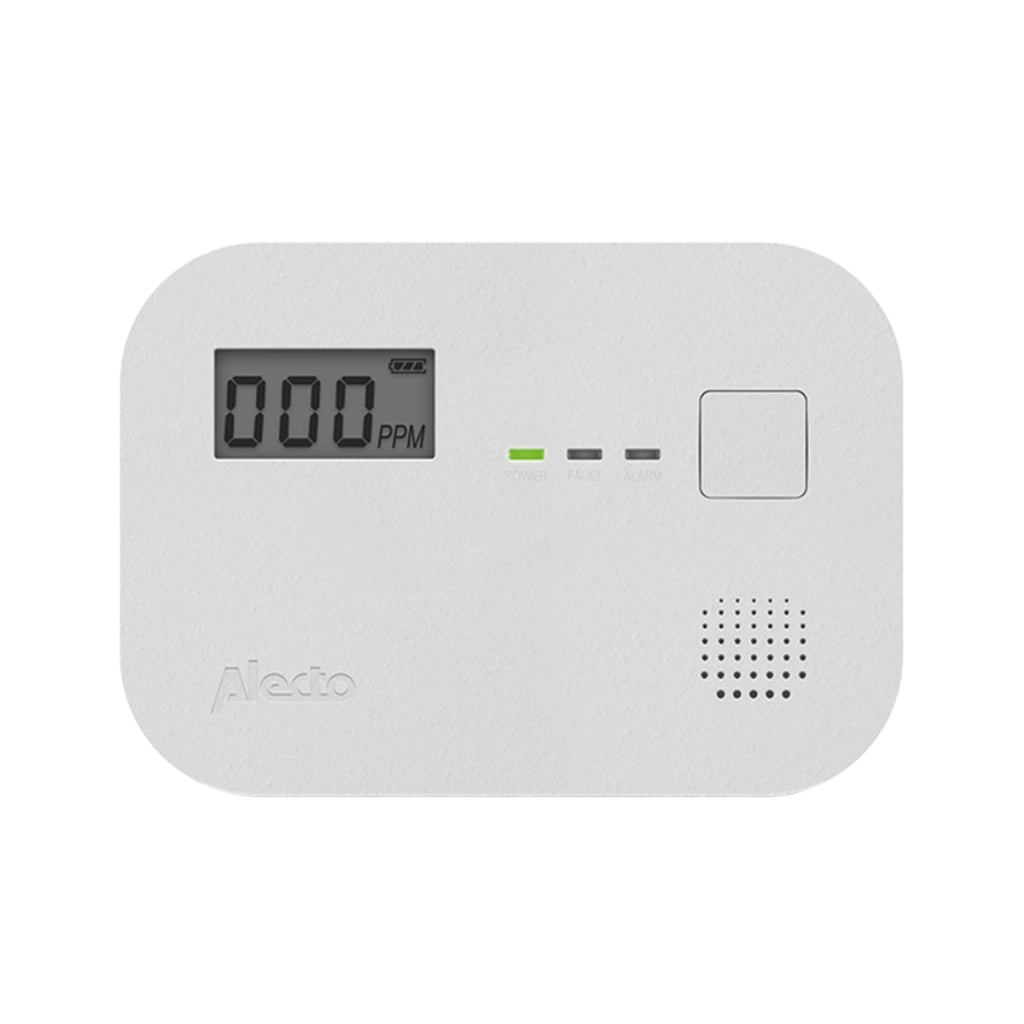 Rilevatore Monossido di Carbonio Allarme Potente 85dB e Schermo LED Bianco Alecto