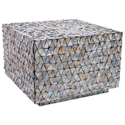 Tavolo da caffè in legno e madreperla grigia 65x65x45h cm