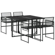 Set da Pranzo da Giardino 5 pz | Set Salotto da Giardino Nero in Polyrattan