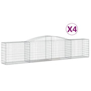 Set di 4 gabbioni ad arco per recinzione gabbia o muro di contenimento 400 x 50 x 80/100 cm ferro zincato argento 02_0041508