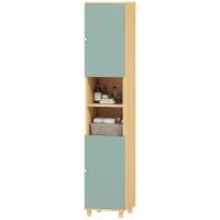 Mobiletto da bagno con 2 ante e 2 scomparti aperti, ripiani regolabili, 30 x 30 x 166 cm, Verde