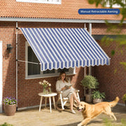 Retractable Awning, Manually Operated, 300 Cm, Blue/white Striped