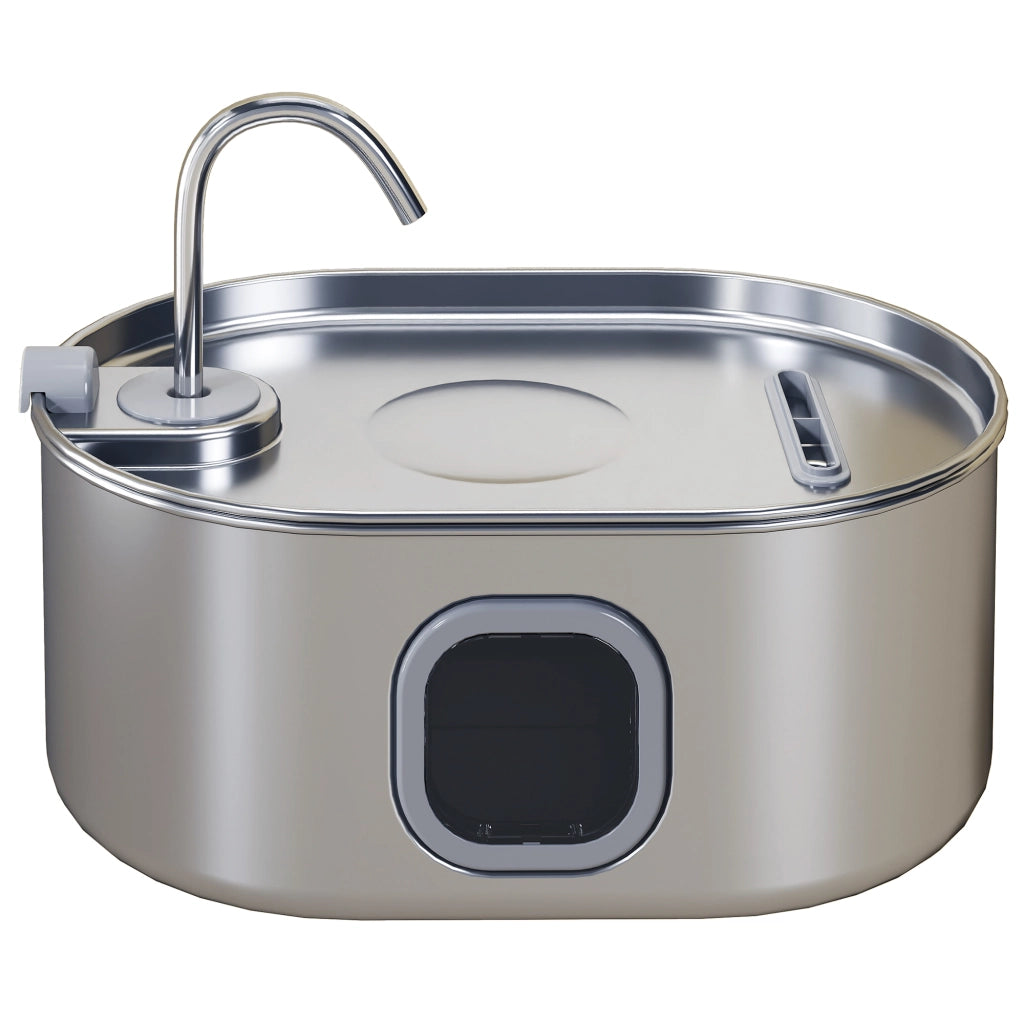 Fontana per Gatto ¨C zephmum ¨C Acciaio Inox 304, 32x22.1x22.3 cm, Argento