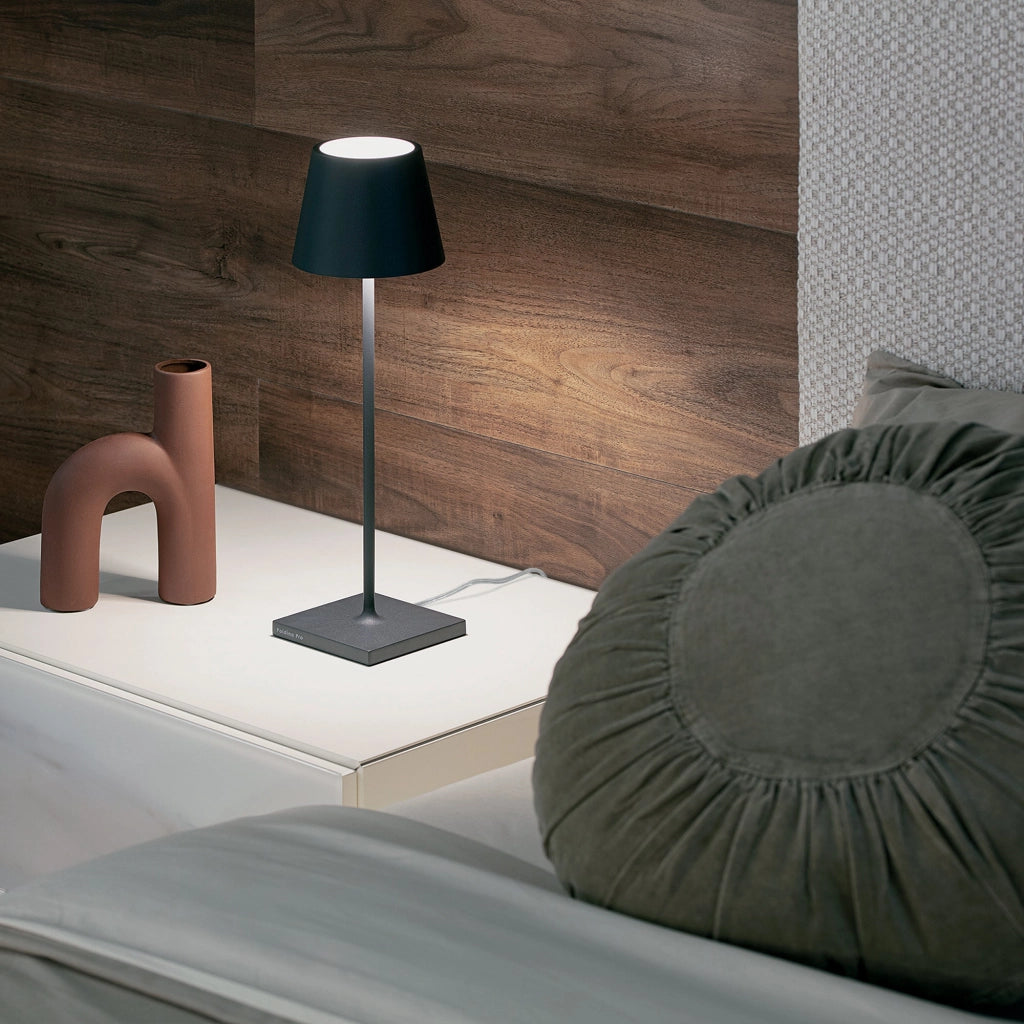Lampada da Tavolo Poldina Grigio scuro 230V con spina LED Dimmerabile 11x38 cm - Design Moderno in Alluminio