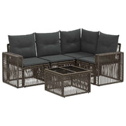 Set Divano da Giardino 5 pcs Grigio e Grigio Scuro polyrattan