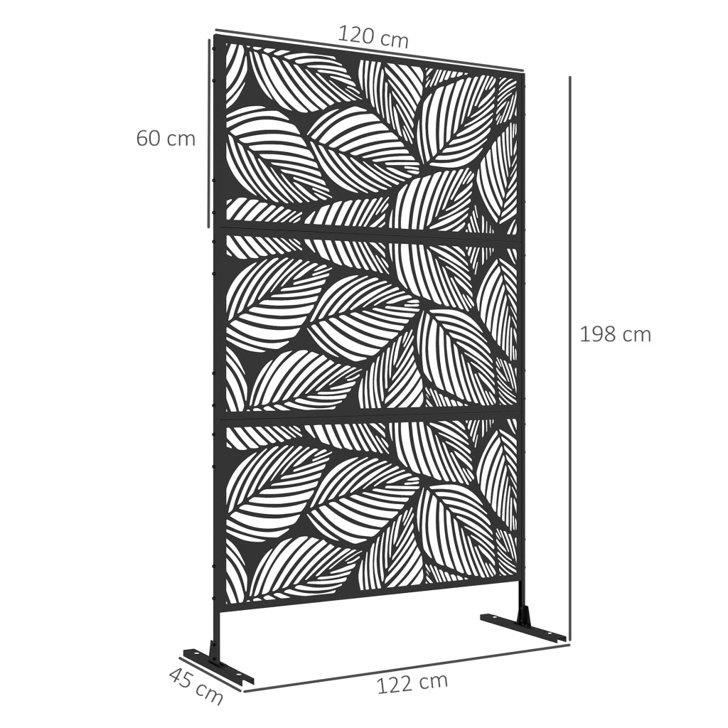 Separatore Ambienti con 3 Pannelli in Acciaio ¨C zephmum ¨C Nero 122x45x198 cm