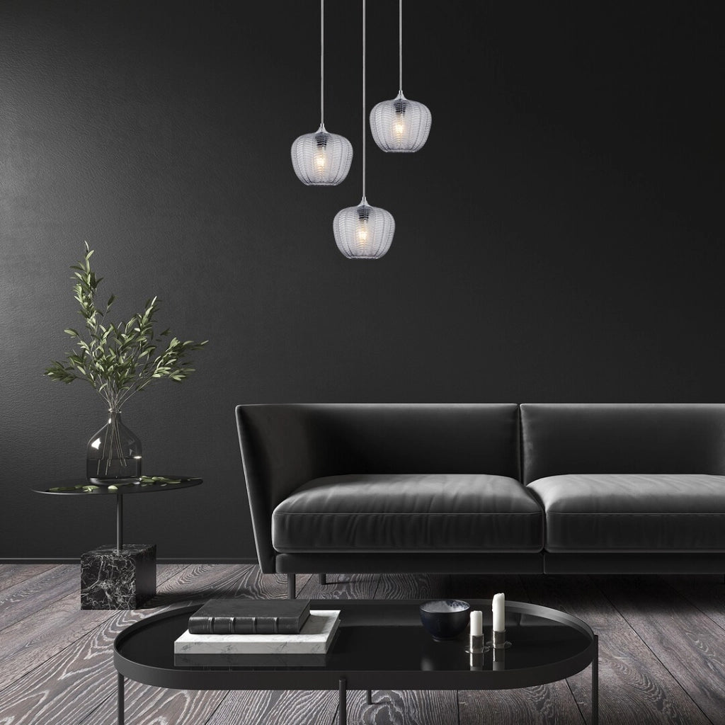 Lampadario Rabalux Monet 3 luci E27 cromo vetro fumé