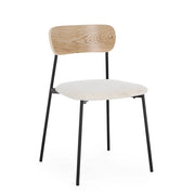 Set di 2 Sedie con Seduta Imbottita Boucléé Schienale in Legno e Gambe in Acciaio - BELLA