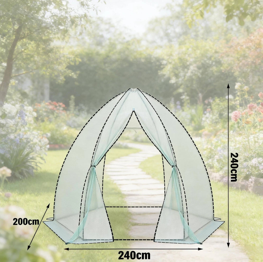 Serra da giardino a teepee in PE e acciaio 240x200x240 cm