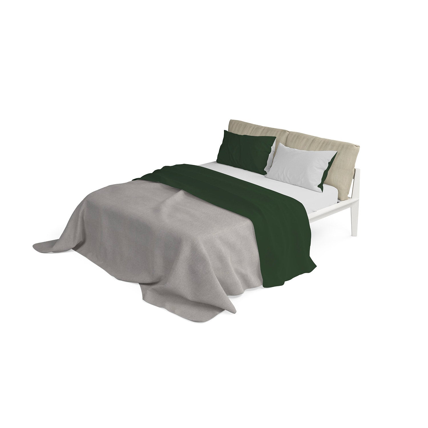 Set Lenzuola Matrimoniale Sopra Sotto e Federe Double Face Verde Oliva/Grigio Chiaro