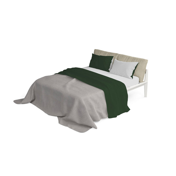 Set Lenzuola Matrimoniale Sopra Sotto e Federe Double Face Verde Oliva/Grigio Chiaro